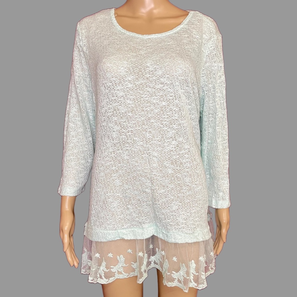 Krazy Kat ¾ Sleeve Knit and Mesh Tunic Size XL